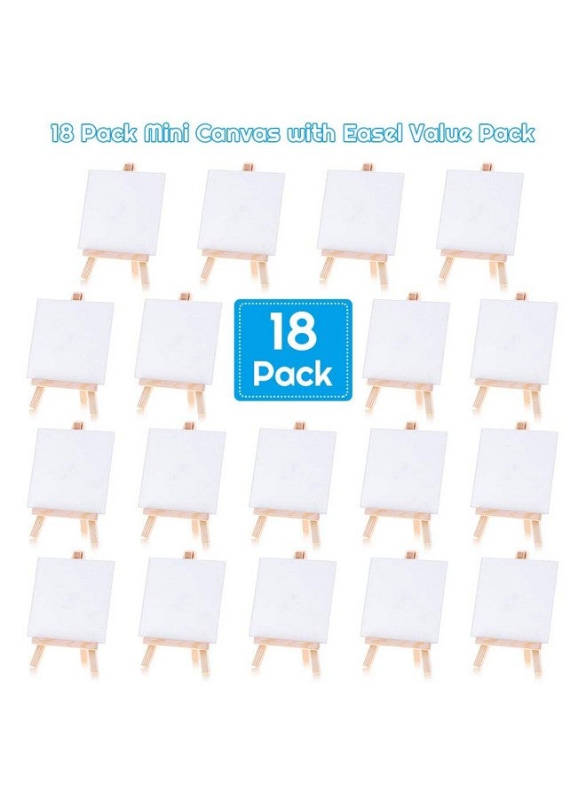 cridoz Mini Canvases 18 Pack Cridoz Small Painting Canvas With Mini Easel 4X4 Inches Art Canvases Painting Kit For Kids Teenagers Acrylic Pouring Oil Water Color - Image 2