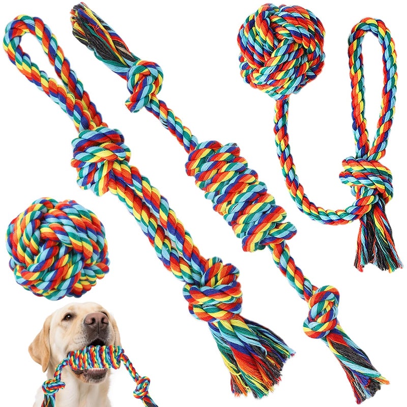 Celery Tough Dog Toys for Aggressive chewers - 4 Pack Durable Cotton Rope chew Toys for Large Dogs and Medium, Interactive tug of War, Teeth Cleaning, Puppy Training and Fetch Play - Image 1