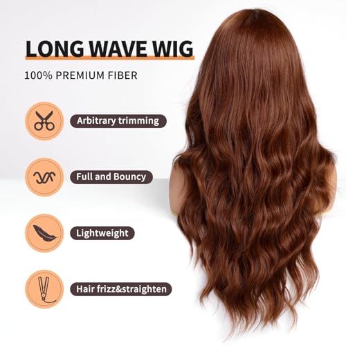 FYA Long Curly Middle Part Synthetic Heat Resistant Fiber Wig for Women - Daily Use Party Wigs Middle Part Hair Replacement Wig in Dark Brown 26 Inch - Image 4