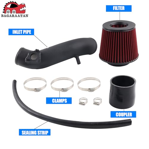 BAGARAATAN Cold Air Intake Kit Compatible with 2008-12 Honda Accord 2.4L 8th gen,High Performance Red Filter Black Pipe washable filter - Image 2