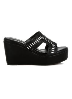 London Rag Diamante & Rhinestone Detail Cut-Out Sandals in Black  - Image 1