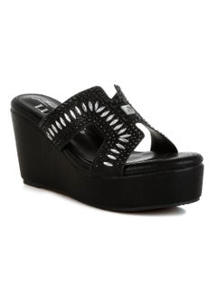 London Rag Diamante & Rhinestone Detail Cut-Out Sandals in Black  - Image 2