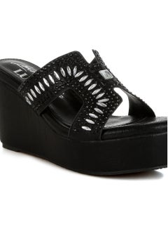 London Rag Diamante & Rhinestone Detail Cut-Out Sandals in Black  - Image 5