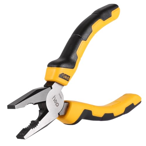 Deli DL2006 6" Combination Pliers Carbon Steel Construction Two-Colour Ergonomic Design & Anti-Slip Rubber Grip Tool for Home and Professional Use (Pack of 1, Yellow and Black) - Image 1