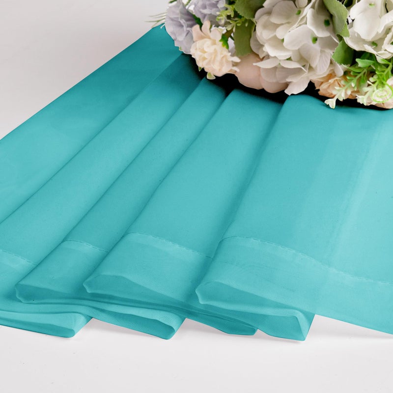 Chyhomenyc Turquoise Sheer Curtains 45 Inch Long 2 Panels  Light Filtering Rod Pocket Voile Short Curtains Drapes for Living Room Bedroom Small Windows  42Wx45L Inches - Image 4