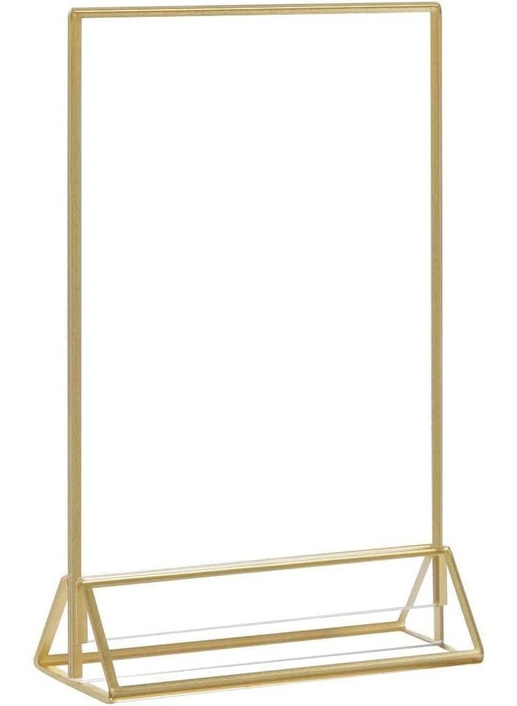 6 Pieces Clear Acrylic Table Card Holder, Double Sided Frame, with Gold Border and Removable Vertical Stand, for Photo Display, Wedding Table Number, Restaurant Sign, Menu Holder (5 x 7 inches) - Image 2