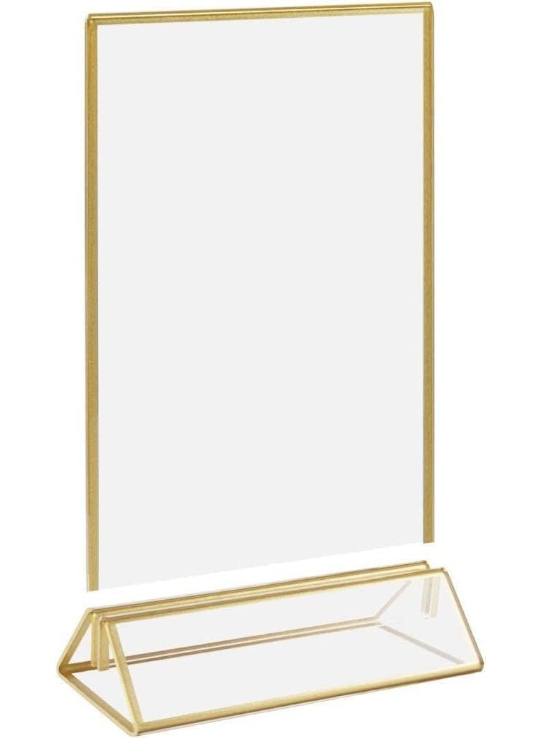 6 Pieces Clear Acrylic Table Card Holder, Double Sided Frame, with Gold Border and Removable Vertical Stand, for Photo Display, Wedding Table Number, Restaurant Sign, Menu Holder (5 x 7 inches) - Image 4