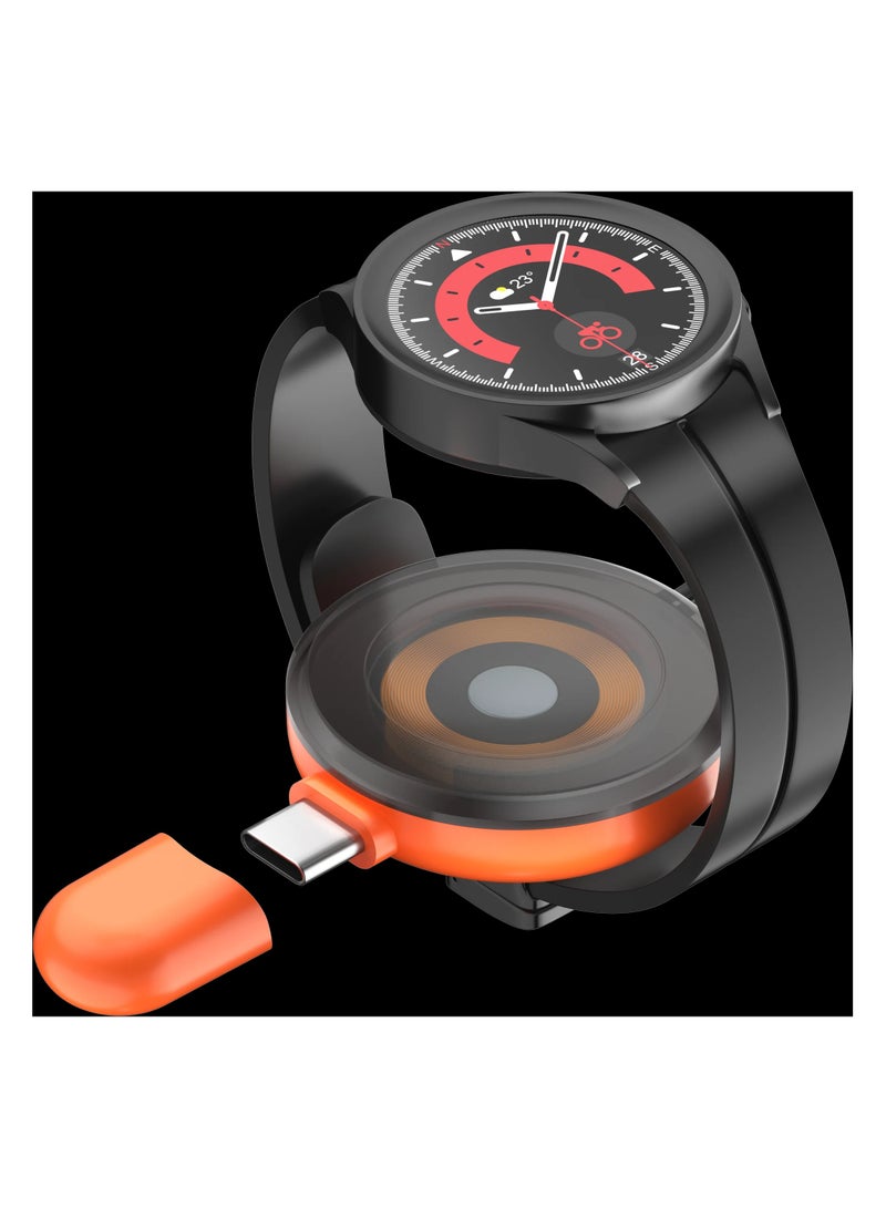 AROAQ USB C Portable Charger for Samsung Watch 6 5 Pro 3 4 Classic, Wireless Magnetic Fast Charging Station Compatible with Galaxy Watch - Image 1