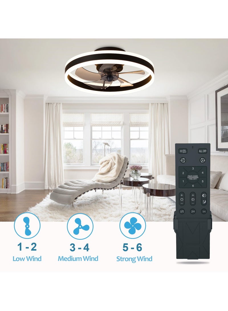 ET-LIFE Ceiling Fan with Light, Oscillating Fan with Lights and Remote Control, 6 Speeds Adjustable, Flush Mount Ceiling Fan 50 * 22CM  - Image 2