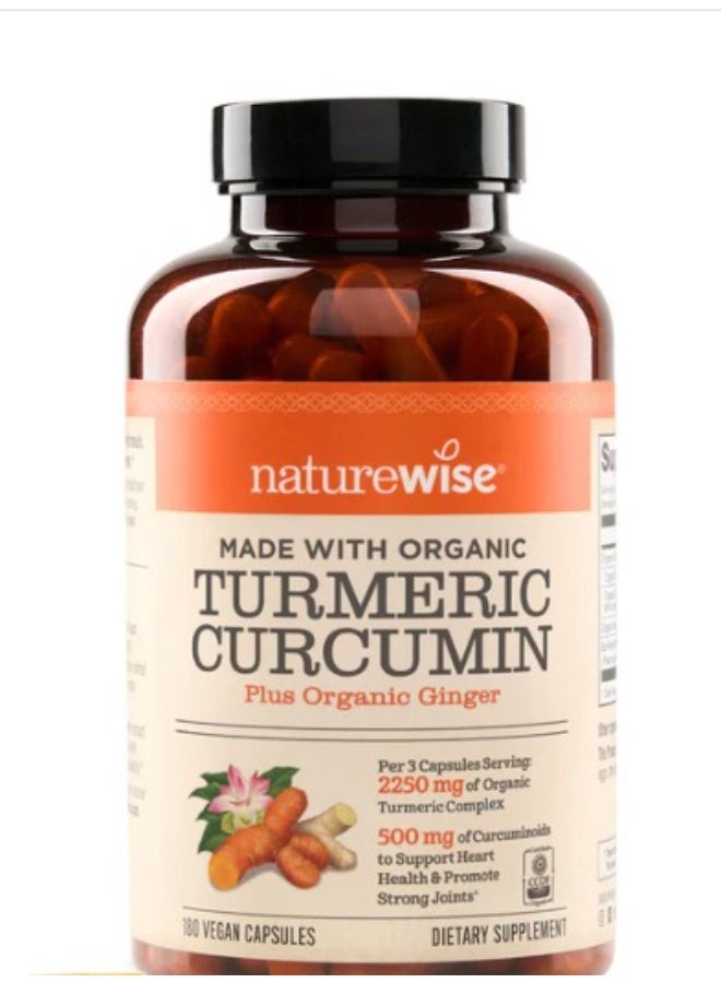 NatureWise, Organic Turmeric Curcumin, 180 Vegan Capsules