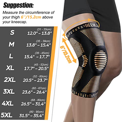 NEENCA Copper Knee Brace for Knee Pain, Knee Support with Patella Pad & Side Stabilizers, Compression Knee Sleeve for Sport, Workout, Arthritis, ACL, Joint Pain Relief, Meniscus Tear- FSA/HSA Eligible - Image 5