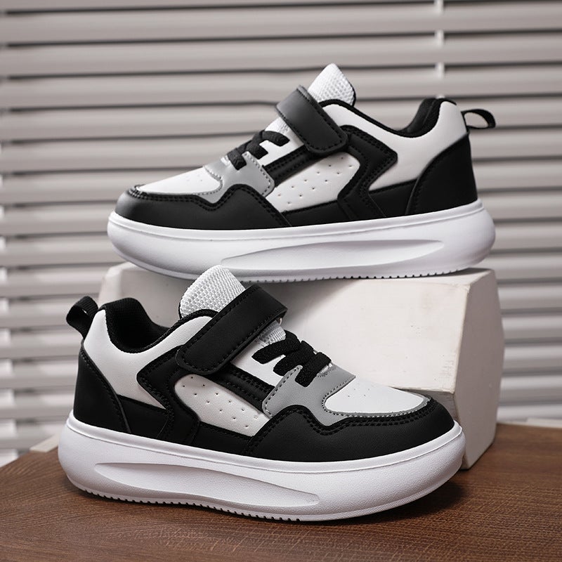 Plus Kidsren'S Shoes Spring Style Jinjiang Boys Thick-Soled Leather Panel Shoes 6-12 Years Old Medium And Large Kidsren'S White Casual Shoes - Image 2