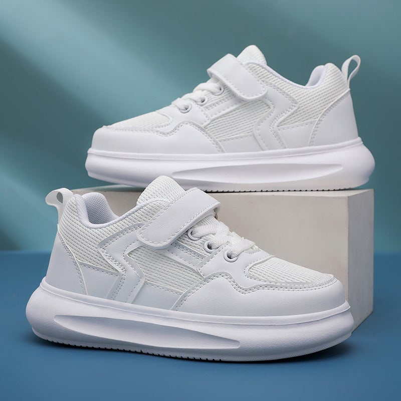 Plus Kidsren'S Shoes Spring Style Jinjiang Boys Thick-Soled Leather Panel Shoes 6-12 Years Old Medium And Large Kidsren'S White Casual Shoes - Image 3