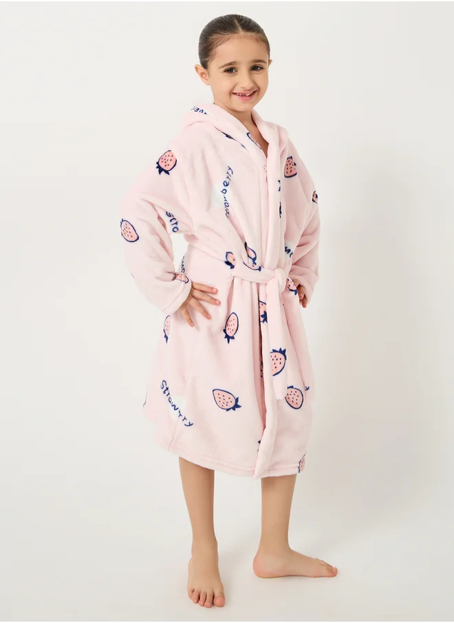 Styli Strawberry Printed Hooded Robe