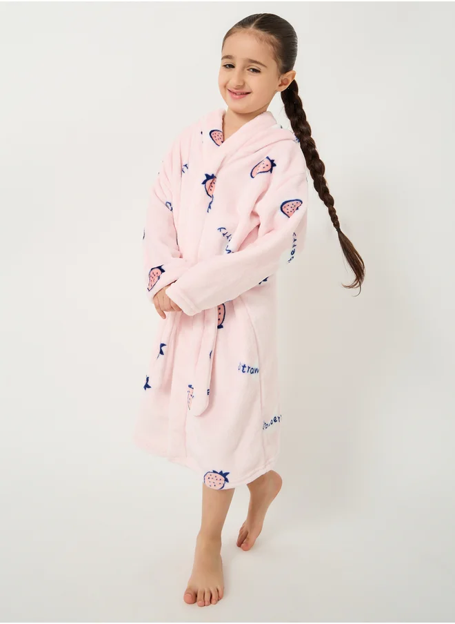 Styli Strawberry Printed Hooded Robe