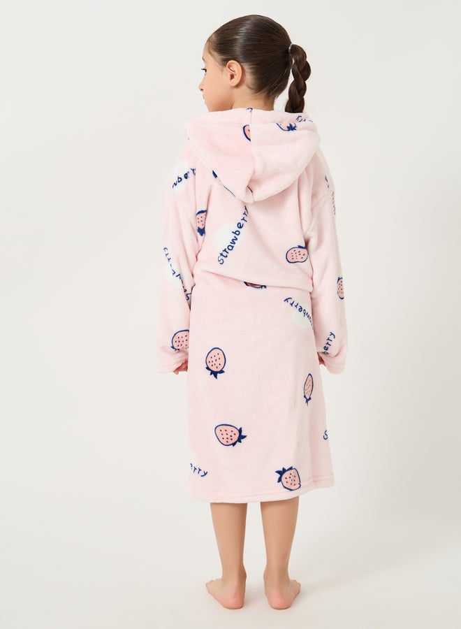 Styli Strawberry Printed Hooded Robe  - Image 5