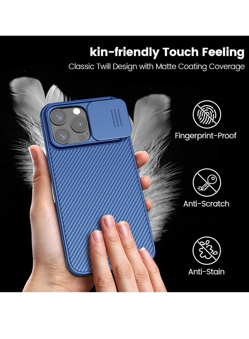 iPhone 15 Pro Max Case with Sliding Camera Cover - Upgraded Lens Protection, Hard PC + TPU Bumper, Slim Shockproof Protective Phone Case 6.7" - BLUE