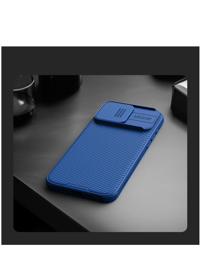 iPhone 15 Pro Max Case with Sliding Camera Cover - Upgraded Lens Protection, Hard PC + TPU Bumper, Slim Shockproof Protective Phone Case 6.7" - BLUE
