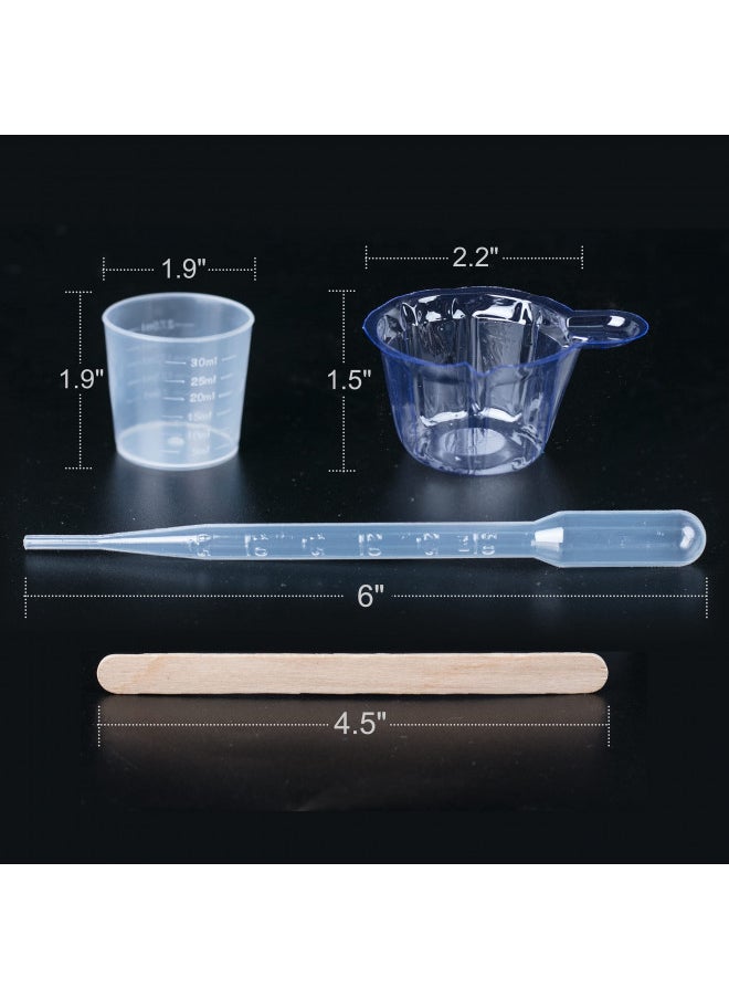 LET'S RESIN - LET'S RESIN Epoxy Mixing Cups Kit,200Pcs, Plastic, 30ml Disposable Measuring Cups,50 Wooden Stirring Sticks, Dropper for Paint Mixing, Jewelry Making - Image 1