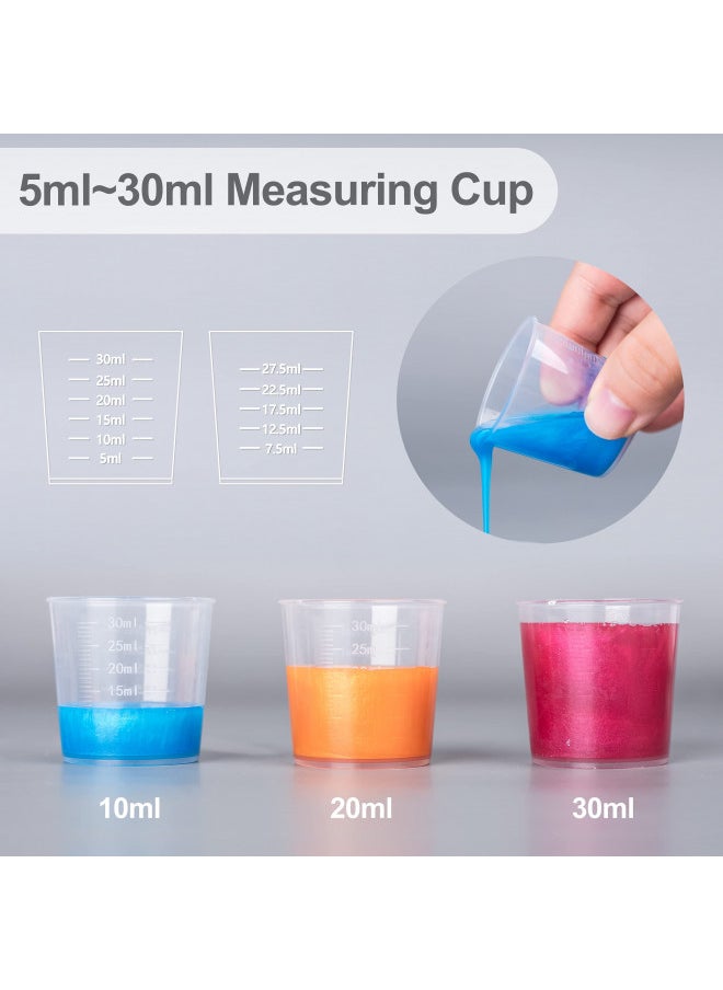LET'S RESIN - LET'S RESIN Epoxy Mixing Cups Kit,200Pcs, Plastic, 30ml Disposable Measuring Cups,50 Wooden Stirring Sticks, Dropper for Paint Mixing, Jewelry Making - Image 1