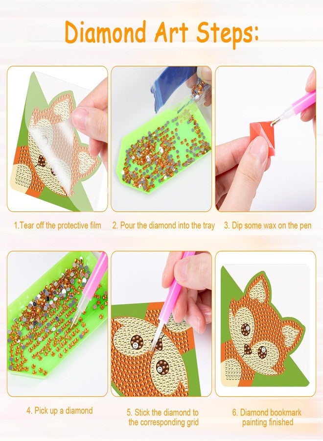 Anseal 8 Pcs Diamond Art Bookmarks, Rhinestone Crystal Corner Bookmarks for Book Lovers, Triangle Embroidery Painting Arts Crafts Book Mark for Gifts (Animal) - Image 5