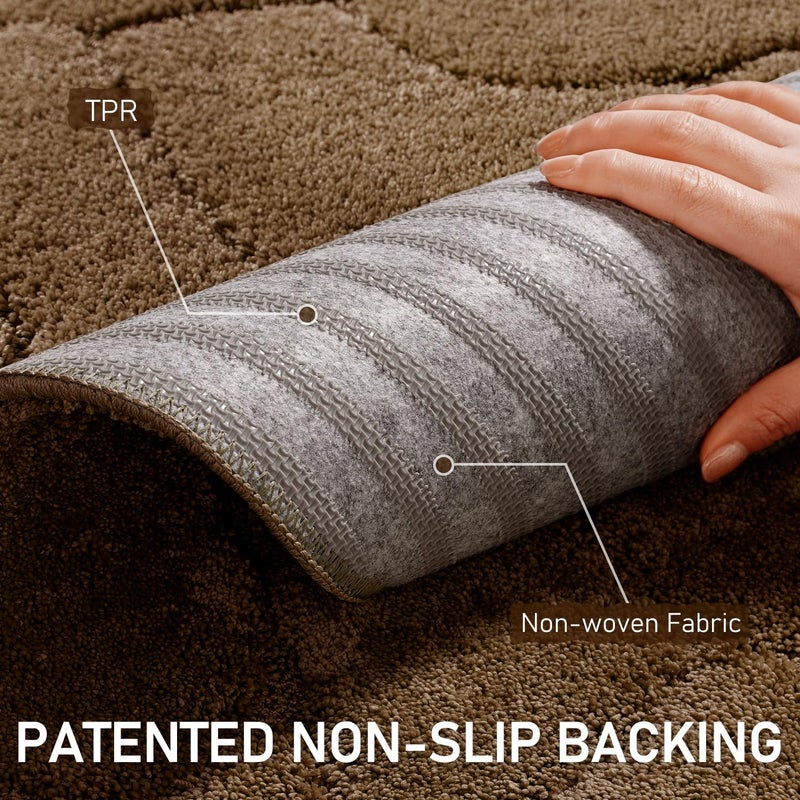 BSICPRO Bathroom Rugs  32x20 Extra Soft and Absorbent Shaggy Microfiber Bath Mat Rugs  Modern Bathroom Rug Mat Carpet for Bathroom Shower Floor Decor  Machine Washable (Brown) - Image 2