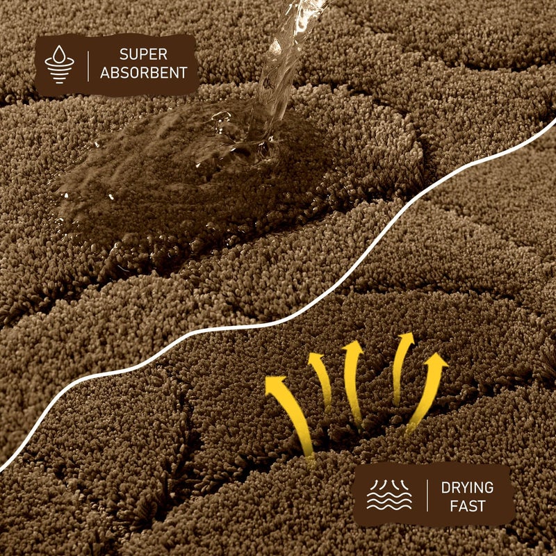 BSICPRO Bathroom Rugs  32x20 Extra Soft and Absorbent Shaggy Microfiber Bath Mat Rugs  Modern Bathroom Rug Mat Carpet for Bathroom Shower Floor Decor  Machine Washable (Brown) - Image 3