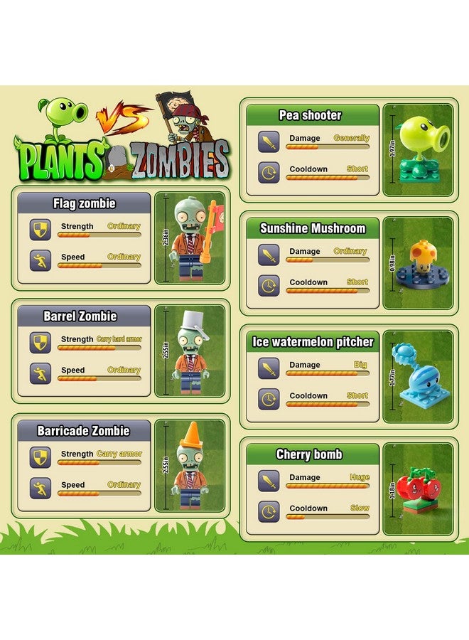Maikerry مجموعة مايكيري 933 قطعة من PVZ للسفر عبر الزمن - شخصيات أكشن من النباتات والزومبي، ألعاب لمحبي الألعاب، هدايا للحفلات وأعياد الميلاد للأولاد والبنات - Image 5