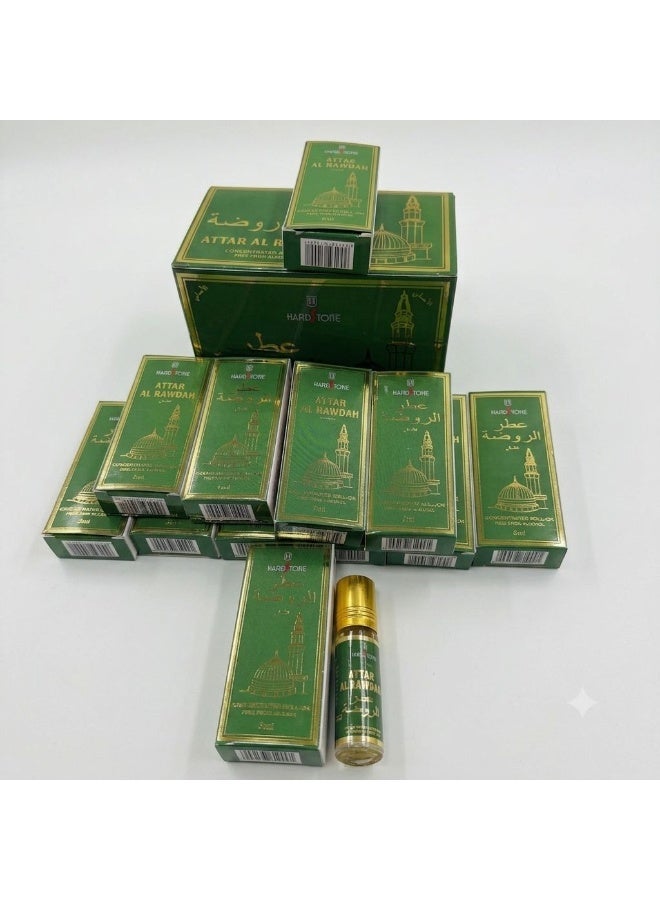 Rawdah perfume oil set consisting of 12 pieces, featuring a pleasant long-lasting fragrance inspired by the scent of Al-Rawdah Al-Sharifah and alcohol-free. Each bottle contains 6 ml, making it ideal for gifting, special occasions, family, and friends. - Image 1
