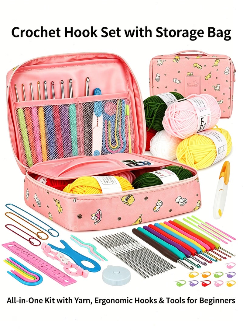 Yoawllty Crochet Kit for Beginners Adults, Complete 55pcs Crochet Starter Kit with Soft Hooks, Yarn Balls & Portable Case, Perfect Knitting & Crochet Set for DIY Crafts & Gifts - Image 1