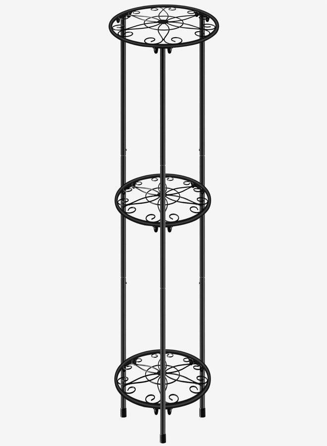 C CASIMR CASIMR Plant Stand Indoor Outdoor, Metal Rustproof Flower Shelf 3 Tier 32.3 inch, Tall Multiple Plant Pot Holder Rack for Garden Patio Living Room Corner Balcony, Black - Image 1