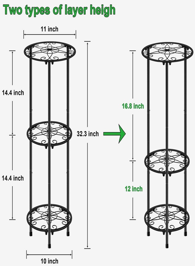 C CASIMR CASIMR Plant Stand Indoor Outdoor, Metal Rustproof Flower Shelf 3 Tier 32.3 inch, Tall Multiple Plant Pot Holder Rack for Garden Patio Living Room Corner Balcony, Black - Image 5