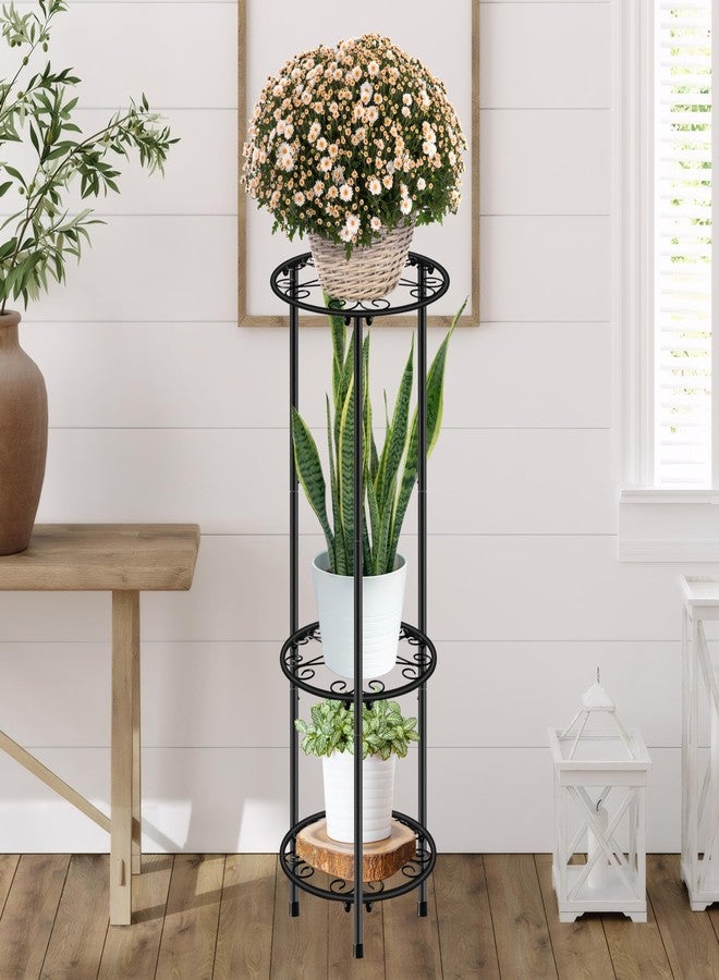 C CASIMR CASIMR Plant Stand Indoor Outdoor, Metal Rustproof Flower Shelf 3 Tier 32.3 inch, Tall Multiple Plant Pot Holder Rack for Garden Patio Living Room Corner Balcony, Black - Image 4