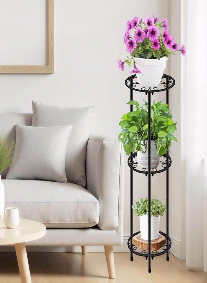 C CASIMR CASIMR Plant Stand Indoor Outdoor, Metal Rustproof Flower Shelf 3 Tier 32.3 inch, Tall Multiple Plant Pot Holder Rack for Garden Patio Living Room Corner Balcony, Black - Image 3