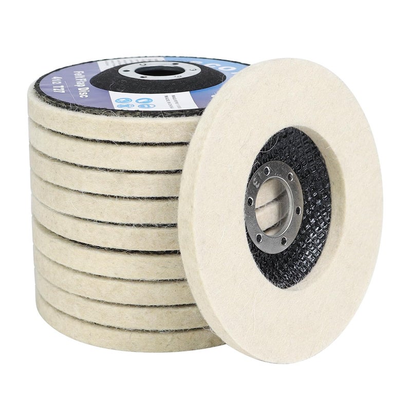 SCOTTCHEN Wool Felt Polishing Wheel Disc,4-1/2" x 7/8" Arbor Wool Polishing Wheel Disc for Angle Grinder for Metal Aluminum,Stainless Steel, Chrome, Wood, Plastic, Ceramic, Glass-10 Pack - Image 1