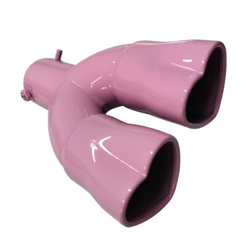 OtpOutopa Dual Exhaust Tip 25 inch Inlet Universal Car Exhaust Pipe Modification Tail Throat Tail Pipe Stainless Steel Muffler Tip Adjustable Heart Shaped Car Decoration StraightPink