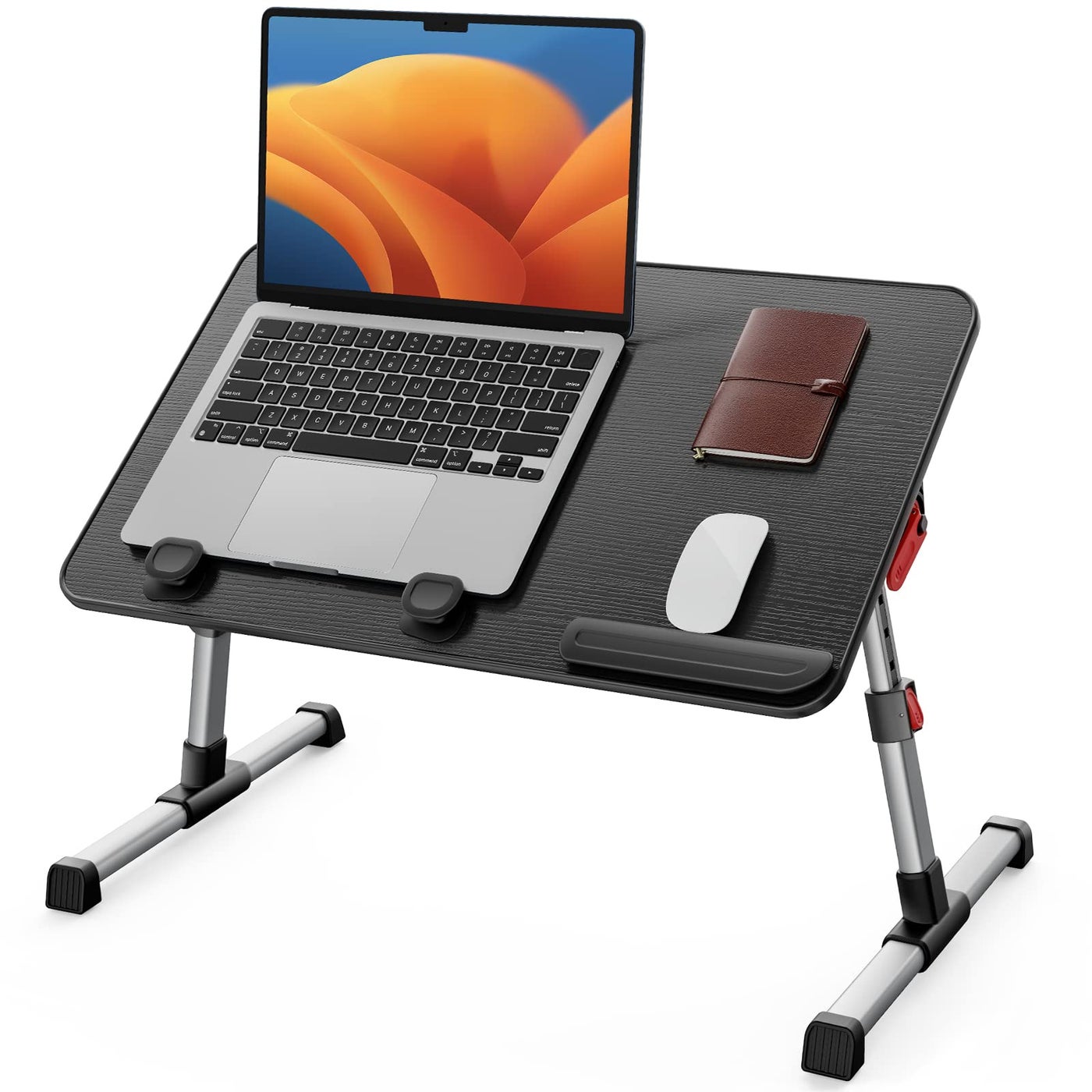SAIJI Laptop Bed Tray Table, Adjustable Home Office Standing Desk Portable Lightweight Foldable Lap Desk for Sofa Couch Floor Working Studying Reading Writing Eating,Fit Up to 17" Laptop(Large,Black)
