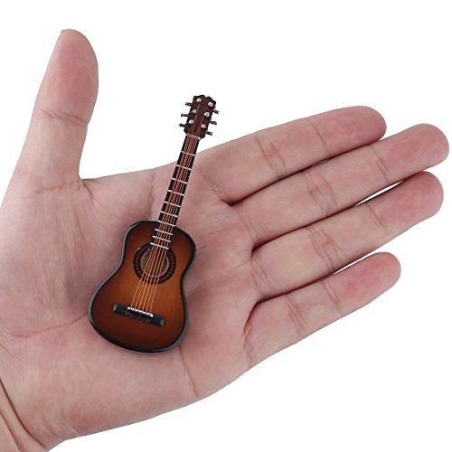 Dselvgvu Wooden Miniature Guitar with Stand and Case Mini Musical Instrument Classic Guitar Replica Collectible Figurines Model Home Decoration Display Ornament Brown 393x142x056 - Image 5