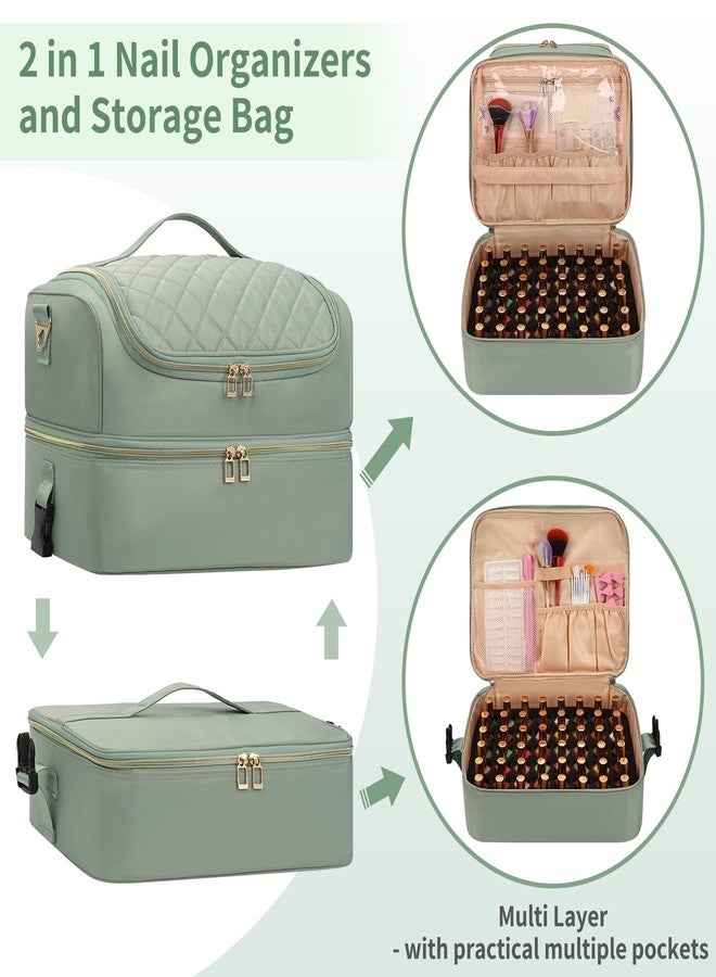 CUBETASTIC Extra Large Nail Polish Organizer Holds 117 Bottles - Three Layer Nail Organizers And Storage Bag, Portable Nail Supplies Organizer Case, Nail Tech Kit Travel Carrying Box with Shoulder Strap - Image 5