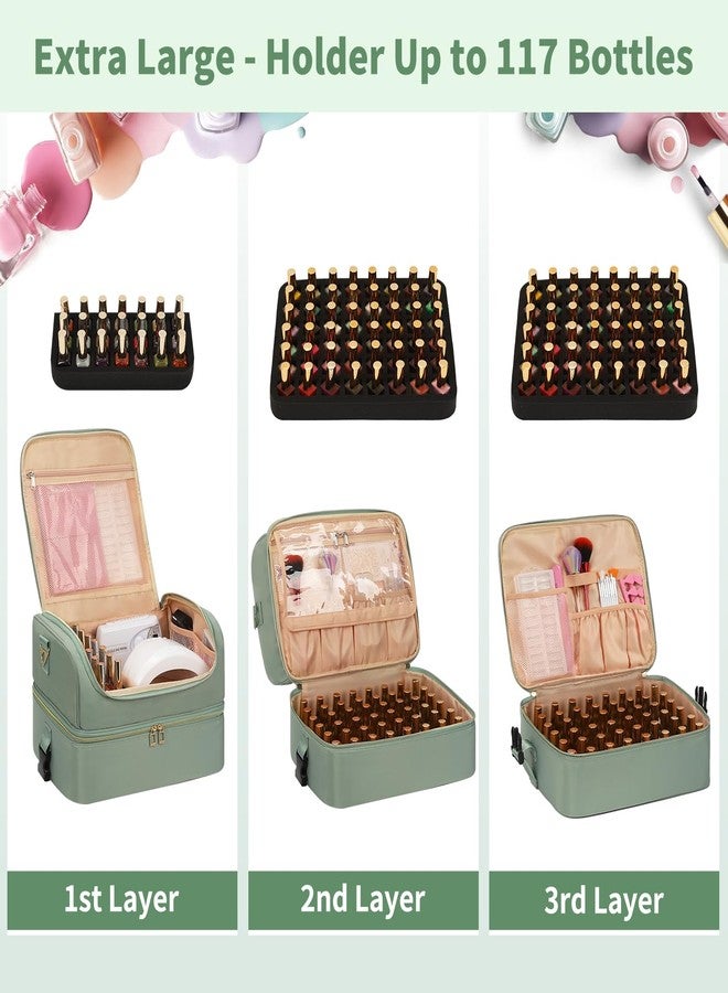 CUBETASTIC Extra Large Nail Polish Organizer Holds 117 Bottles - Three Layer Nail Organizers And Storage Bag, Portable Nail Supplies Organizer Case, Nail Tech Kit Travel Carrying Box with Shoulder Strap - Image 3