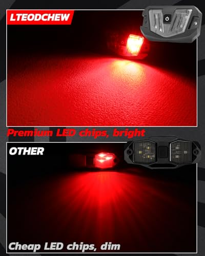 LTEODCHEW V-Pro UTV Dome Light, 12V Universal Roll Bar Mount LED Dome Light IP68 Waterproof Aluminum for UTV Polaris RZR Can Am Kawasaki Pioneer ATV Golf Cart SXS Car Truck - White/Red - Image 3