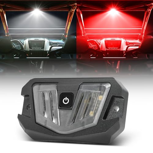 LTEODCHEW V-Pro UTV Dome Light, 12V Universal Roll Bar Mount LED Dome Light IP68 Waterproof Aluminum for UTV Polaris RZR Can Am Kawasaki Pioneer ATV Golf Cart SXS Car Truck - White/Red - Image 1