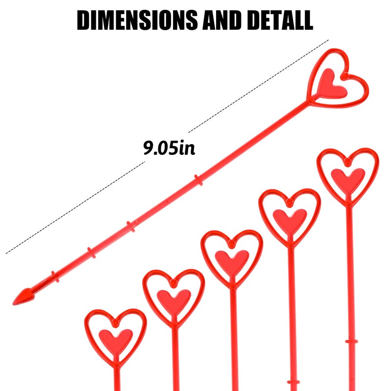 FOIMAS 100pcs Floral Pick Card Holder,Red Heart Plastic Flower Card Holder Clips for Floral Bouquet Arrangement Wedding Valentine Party Decoration - Image 2