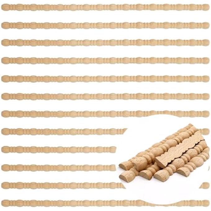 12 PCS UNFINISHED 3D DECORATIVE WOOD TRIM MOLDING 15.75INCH GOURD LINE MOLDING STICKS FOR DIY DECOR, CABINETS, SHELF, HOME WALL, FURNITURE, PANELING, BOARD PROJECTS - Image 2