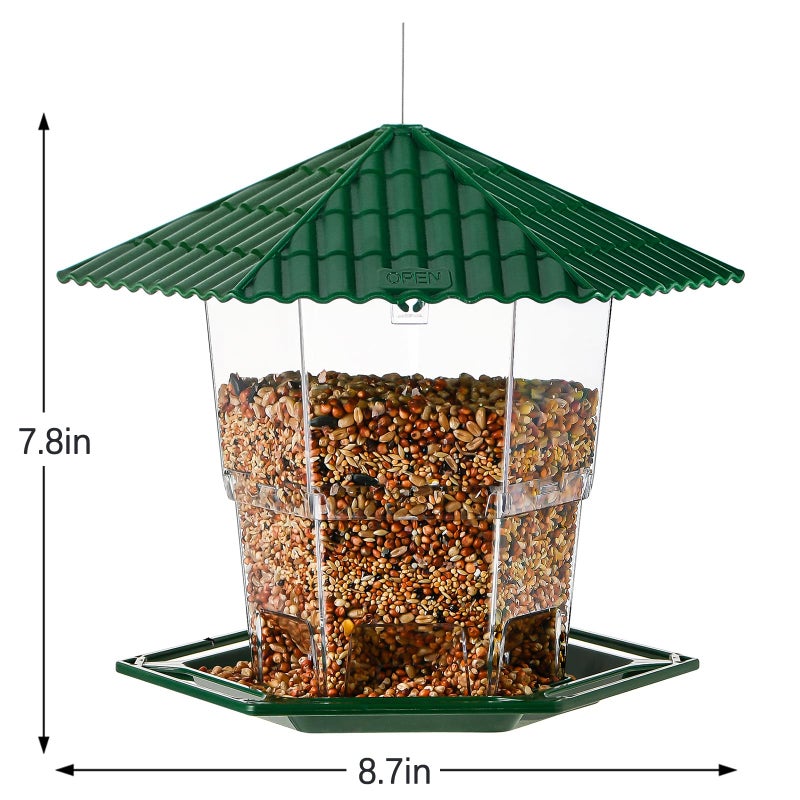 Jealoeur 2 Pack Bird Feeders for Outdoors Hanging Bird Feeder Wild Birds Seed, Green BB - Image 5