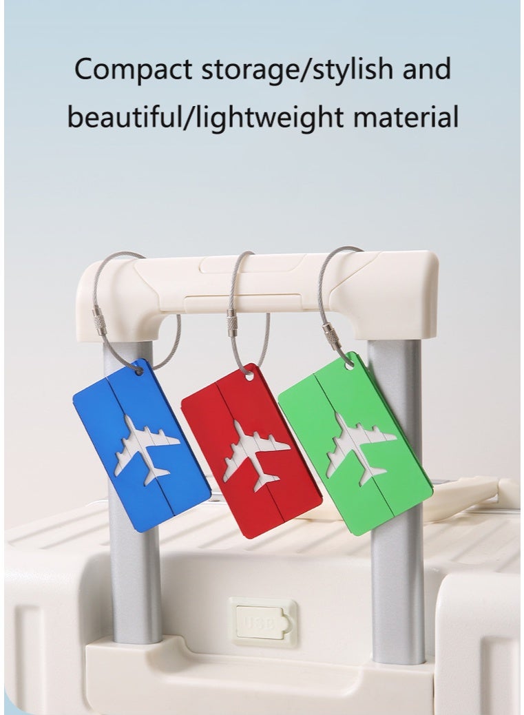 5-Pack Aluminum Luggage Tags, Waterproof Airplane Design, Lightweight with Stainless Steel Loop, Fashion Minimalist Commute Tags, Travel Identification Tags in Red, Blue, Black, Golden, Green - Image 3