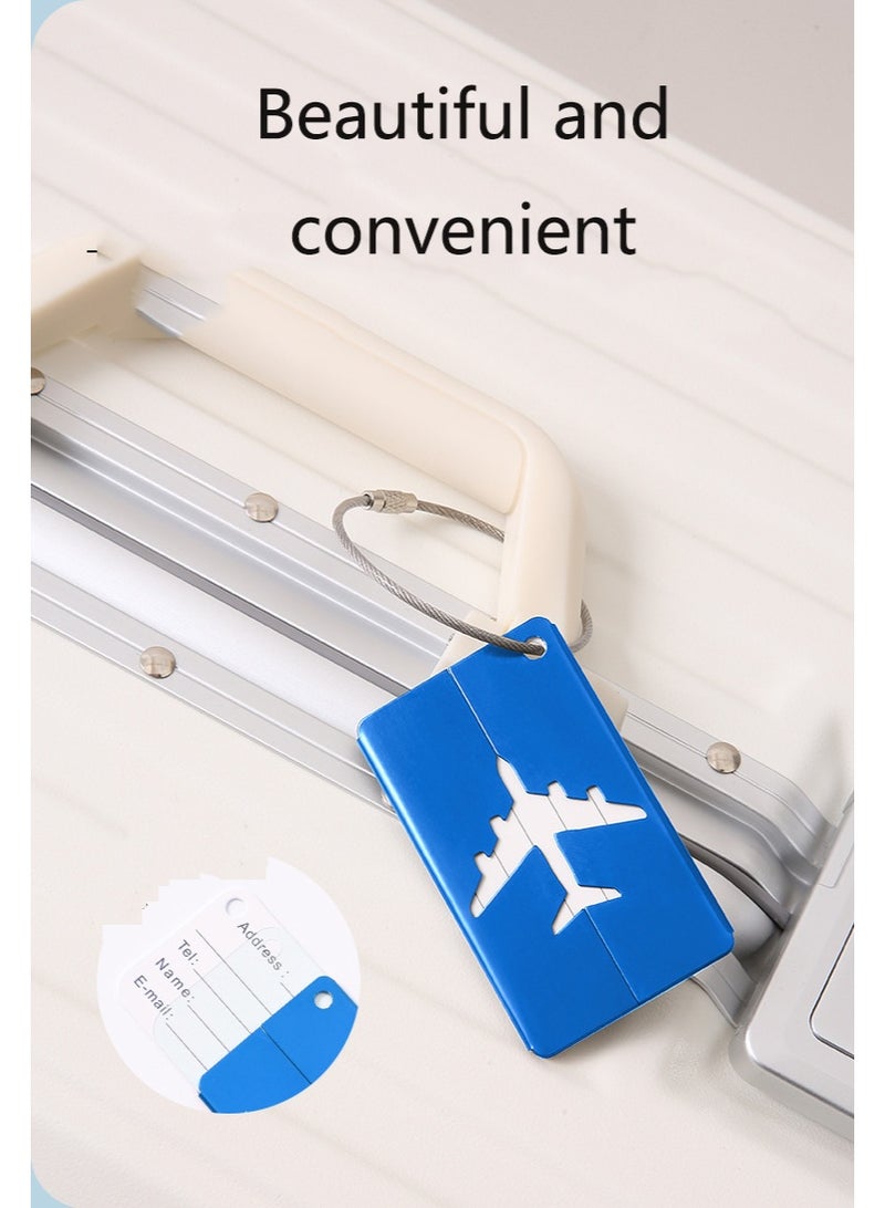 5-Pack Aluminum Luggage Tags, Waterproof Airplane Design, Lightweight with Stainless Steel Loop, Fashion Minimalist Commute Tags, Travel Identification Tags in Red, Blue, Black, Golden, Green - Image 4
