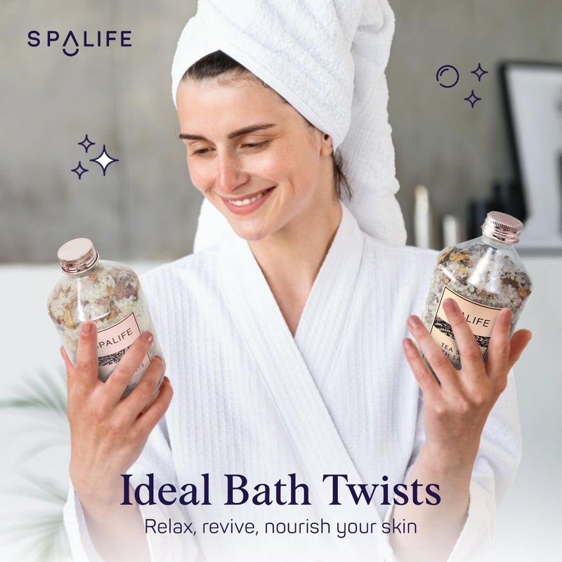SpaLife Tea Spa Petal-Infused Effervescent Mineral Bath Salts - Lavender & Rose, 2-Pack 17.6 oz. ea for Relaxing Aromatherapy and Soothing Soaks - Image 4