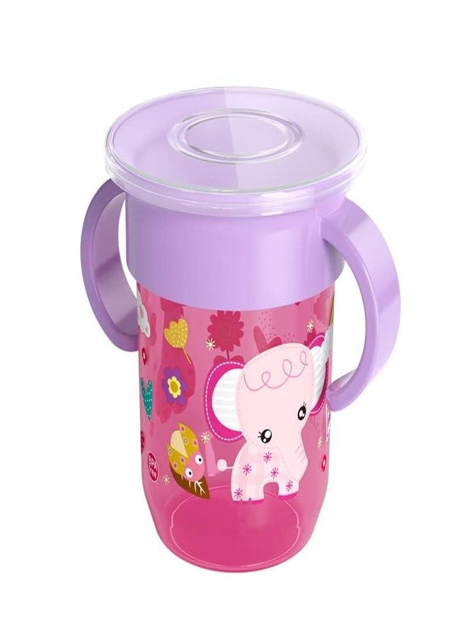 Moppets كوب الشرب Moppets Baby Wonder (يعمل بالشفاه بزاوية 360 درجة) بمقبض مزدوج وغطاء (وردي) - Image 1