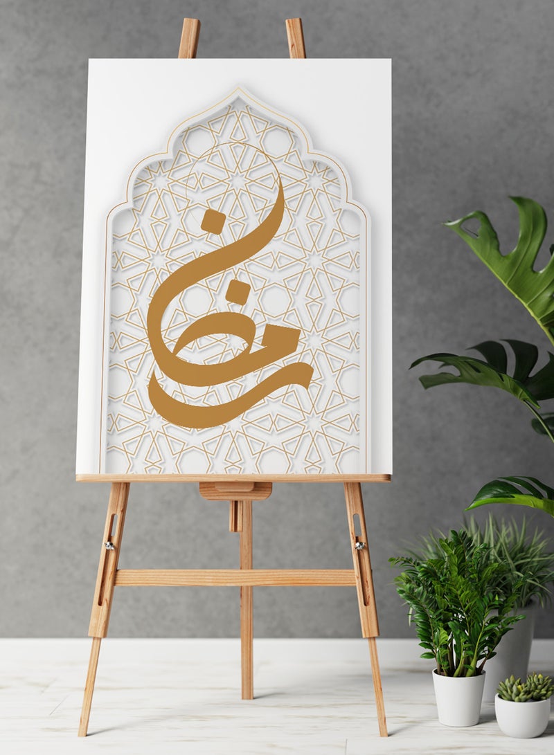 LOWHA Framed Canvas Wall Art Stretched Over Wooden Frame with Ramadan Painting - Image 2